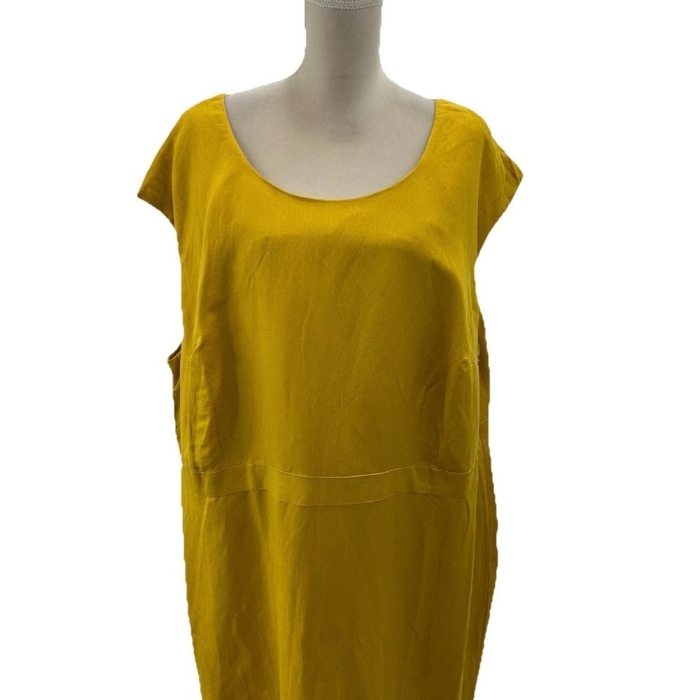 Jessica London Plus Size Linen Blend Lined Sheath Dress Size 30 Khaki Sleeveless